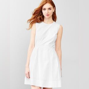 Gap Stripe White Seersucker Fit and Flare Sleeveless Dress, Size 2